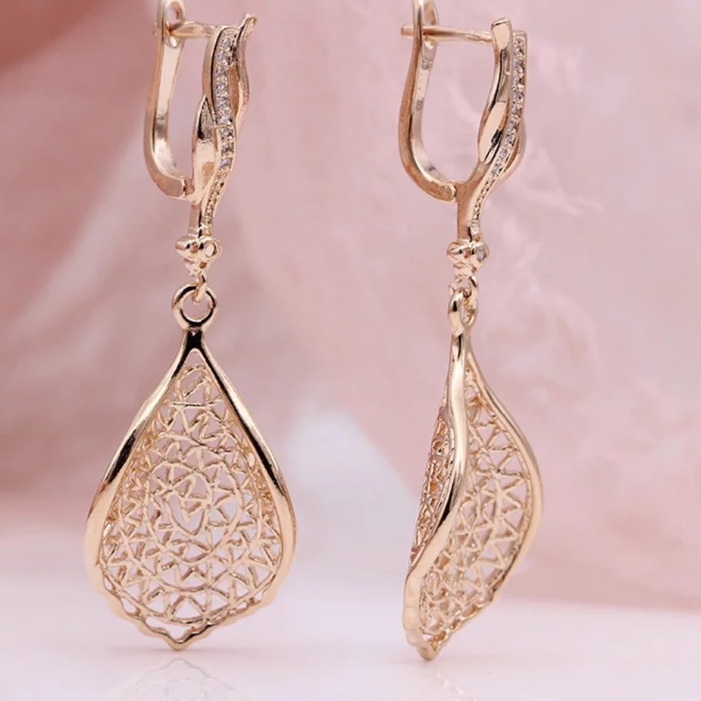 Gold Plated Earrings CZ - Picture 2 of 5